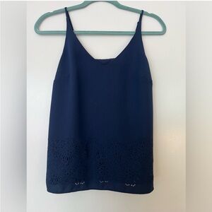 Banana Republic Dark Blue Tank with Floral Cutouts Size XS